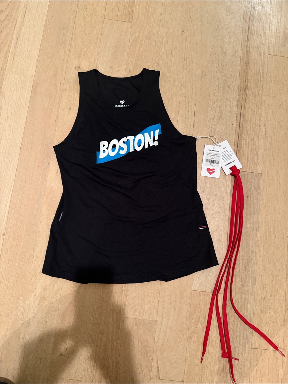 X-Small Black 'Boston!' Graphic Racerback Tank Top